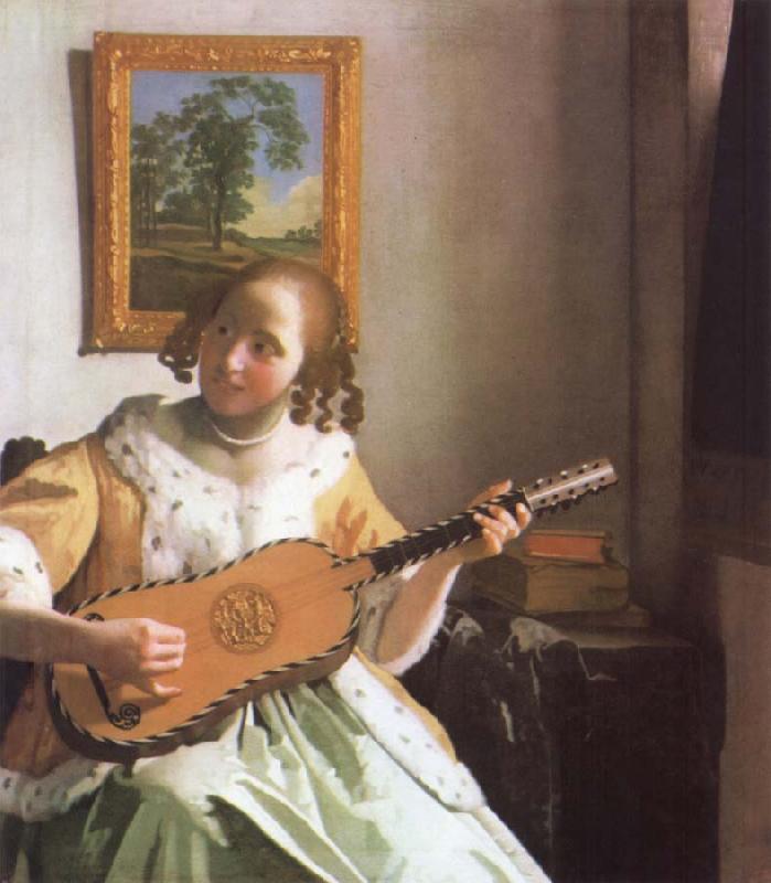 Jan Vermeer Woman is playing Guitar France oil painting art